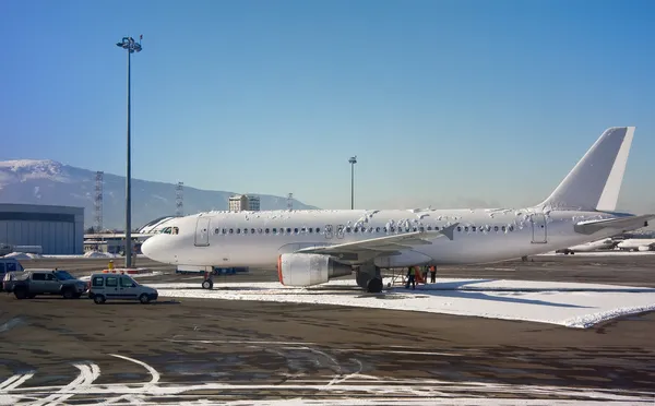 Airbus på internationella flygplats sofia — Stockfoto