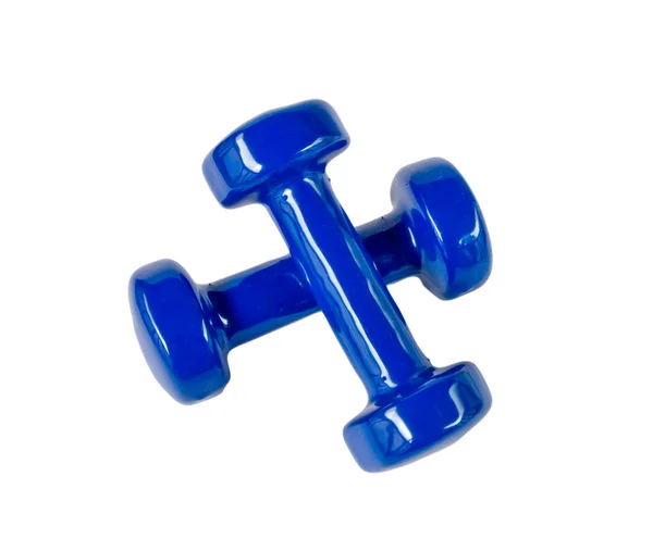 Blue fitness dumbbells — Stock Photo, Image