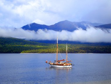 Boat sailing, New Zealand clipart