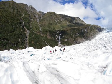 Tourists hiking on Fox Glacier, NZ clipart