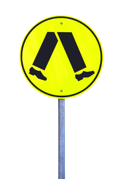 Желтый пешеходный знак
