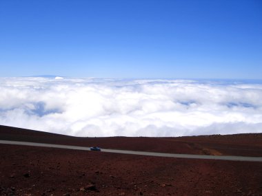 Car driving above the Clouds, Hawaii clipart