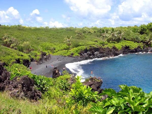 Μαύρο άμμο της παραλίας, maui, Χαβάη — Φωτογραφία Αρχείου