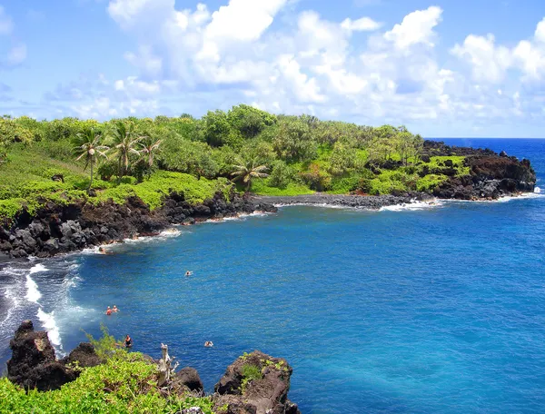 黒砂のビーチ、マウイ島、ハワイ ロイヤリティフリーのストック画像