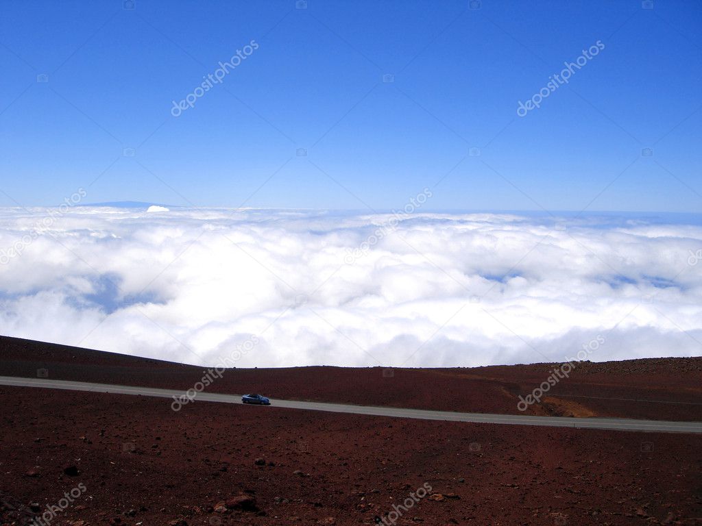 Car driving above the Clouds, Hawaii