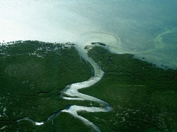Flussabfluss zum Meer, Neuseeland — Stockfoto