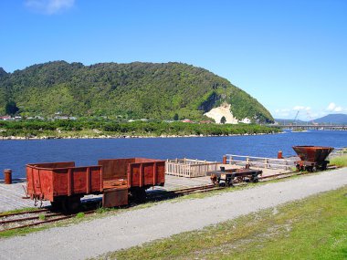 Wharf and Mining Carriages at Greymouth clipart