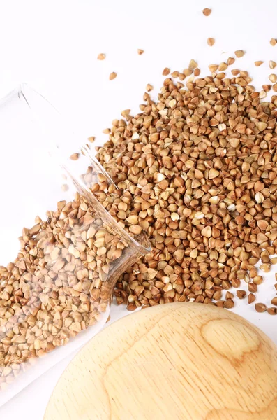 Buckwheat groats on a white background Stock Photo