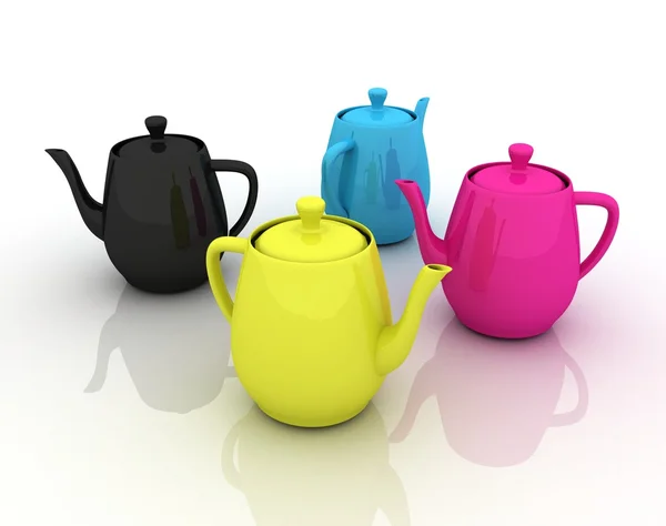 stock image Cmyk kettles