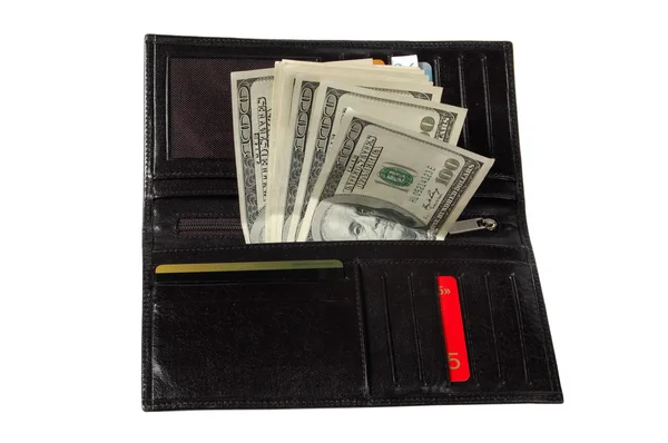 Dólares en un bolso de cuero —  Fotos de Stock