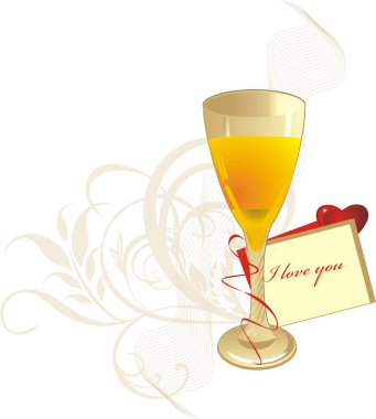 Glass and valentines card clipart