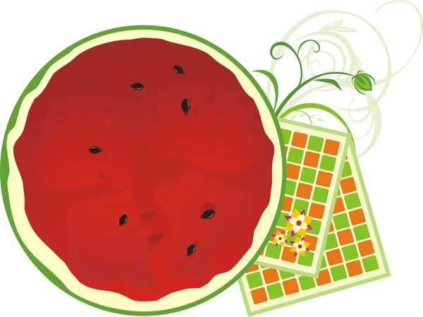 Watermelon and serviettes — Stock Vector