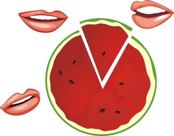 Watermeloen en glimlacht — Stockvector