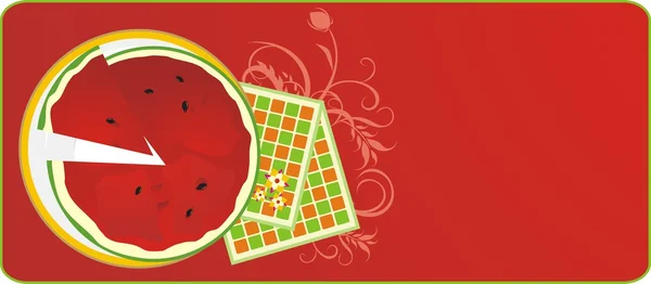 西瓜和餐巾 — 图库矢量图片