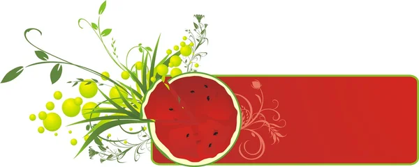 Watermelon and sprigs. Banner — Stock Vector