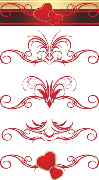 Gotische Ornamente mit Herzen. Muster — Stockvektor