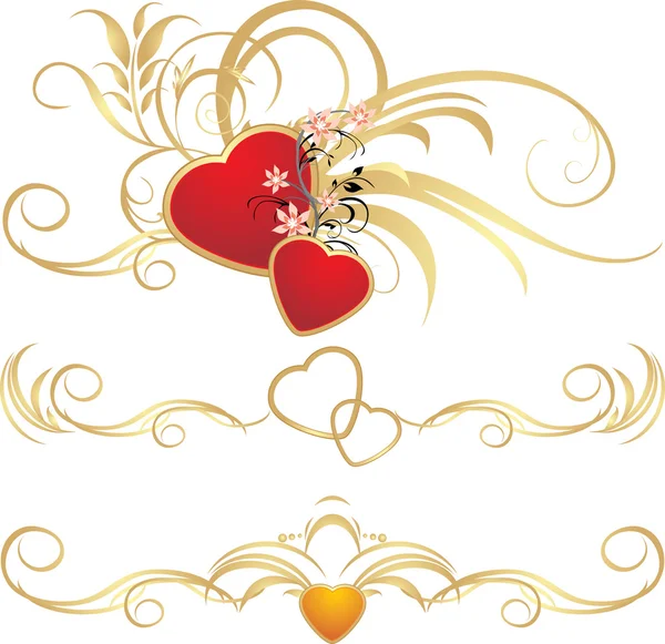 Сердца с цветочным орнаментом. Шаблоны — стоковый вектор