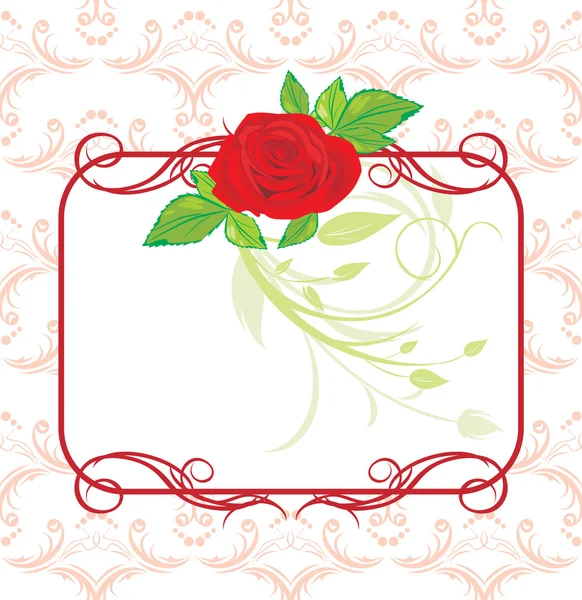 Κόκκινο τριαντάφυλλο με διακοσμητικό πλαίσιο — Διανυσματικό Αρχείο