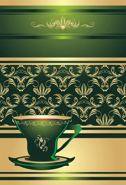 Tasse auf dem dekorativen Hintergrund — Stockvektor