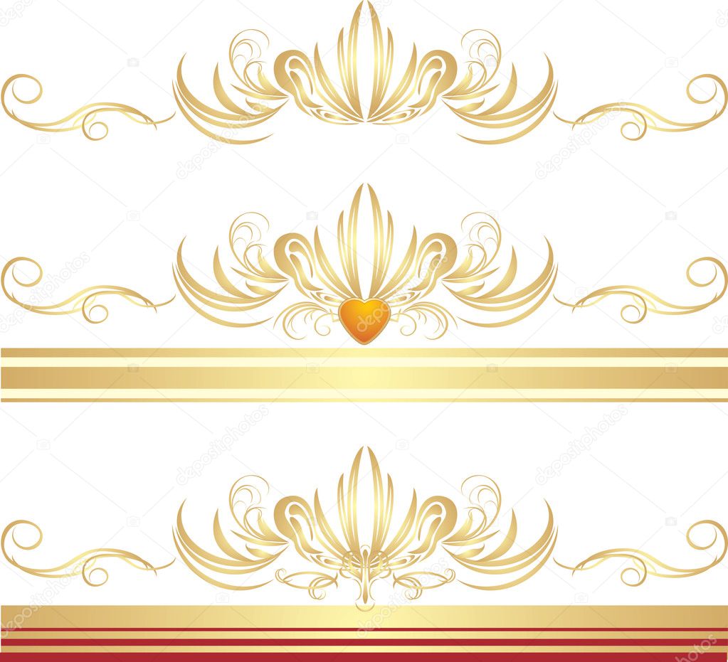 Golden ornaments for three frames