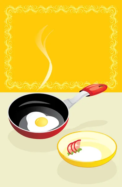 煎鸡蛋的早餐 — 图库矢量图片