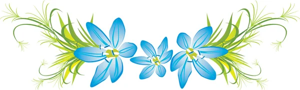 Rama con tres flores de primavera — Vector de stock
