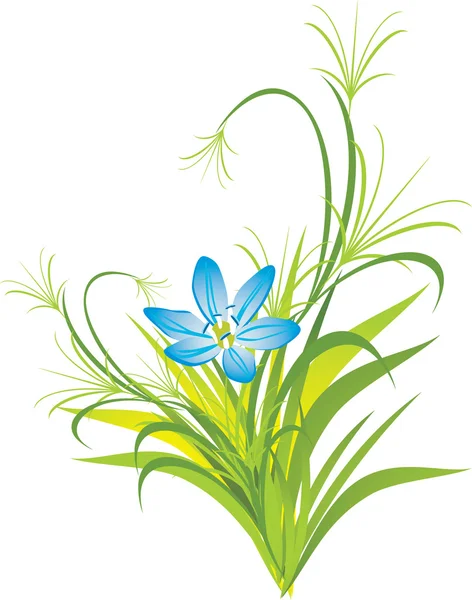 Трава і весняна квітка — стоковий вектор