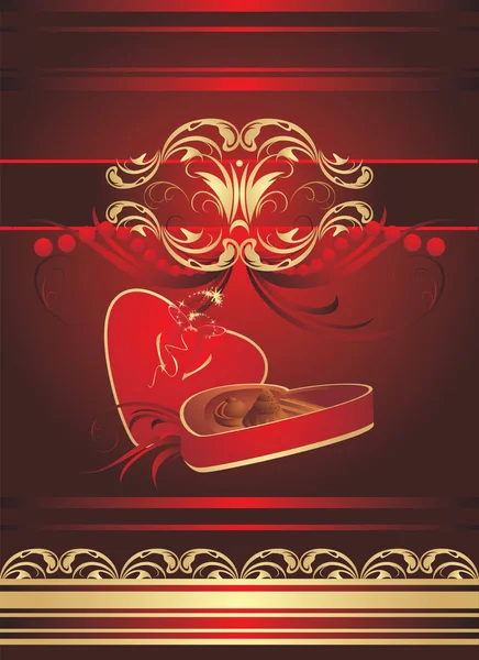 Boîte décorative avec bonbons et arc — Image vectorielle