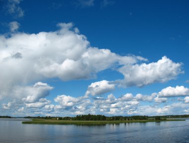 Onega Gölü. kizhi adalar.