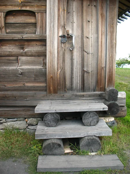 stock image Russian style. Wooden blockhouse
