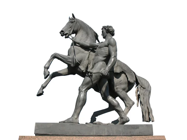 Oswajanie rzeźba konia. na białym tle — Zdjęcie stockowe