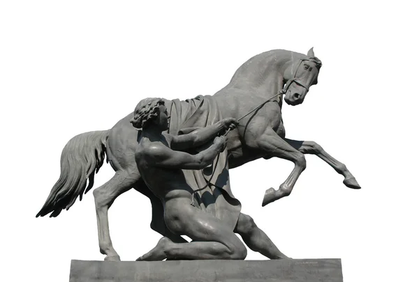 A domar a escultura do cavalo. Isolados — Fotografia de Stock
