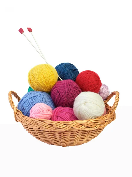 다채로운 뜨개질 털 실과 바늘 로열티 프리 스톡 사진