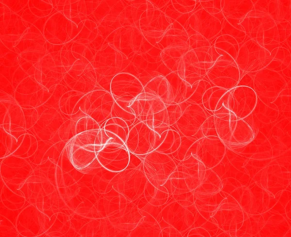 Červené pozadí s bílou fraktální heartshapes — Stock fotografie