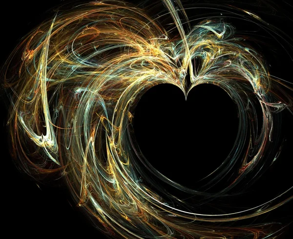 Fraktal płomień wysokiej rozdzielczości, tworząc wiele serc — Zdjęcie stockowe