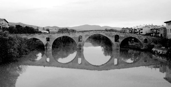 stock image Puente La Reina WC b/w