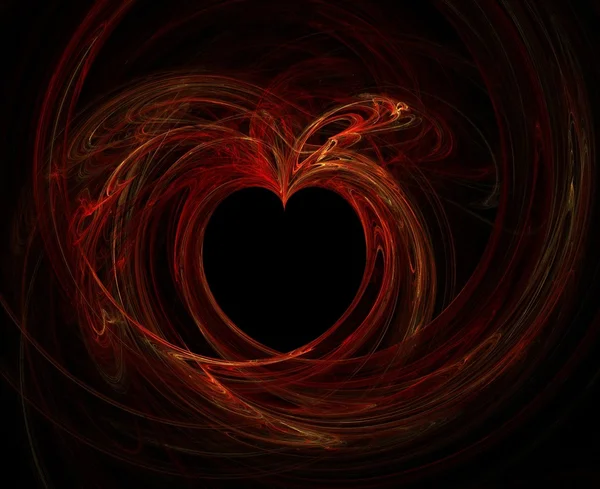 Röd brinnande digitalt genererade fraktal hjärta — Stockfoto