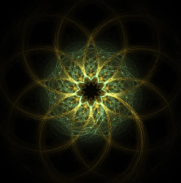 Flame fractal forming a mandala that resembles an eye or flower — Stock Photo, Image
