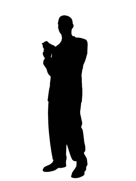 Uomo in piedi sms sul cellulare — Foto Stock