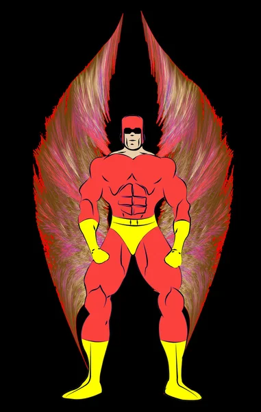 Männlicher Superheld mit Flügeln — Stockfoto