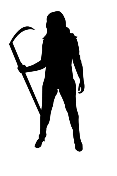 Woman Death Holding Scythe Silhouette. — Stock Photo, Image