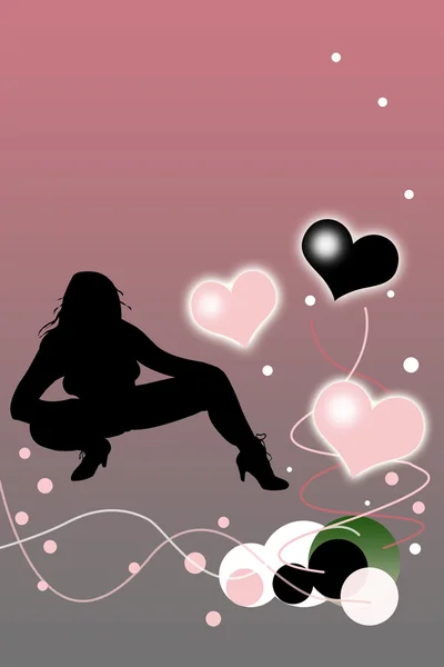 Sexy Woman Valentines Day Silhouette — Stock Photo, Image