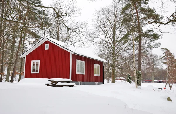Téli svéd house — Stock Fotó