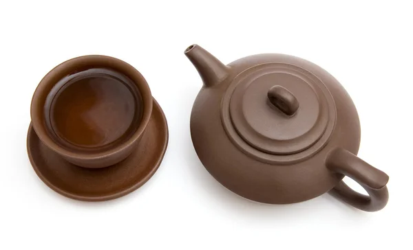 A xícara de chá e bule — Fotografia de Stock