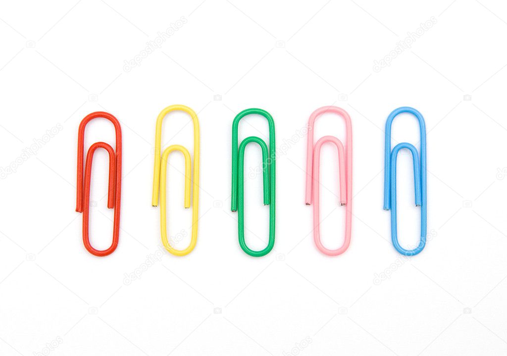 Five color paperclips