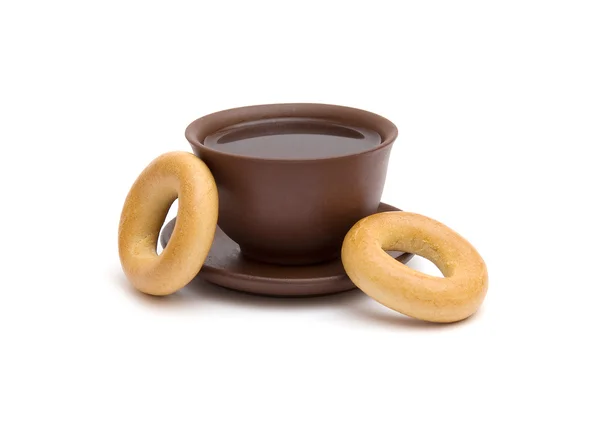 stock image Cup of tea and donuts