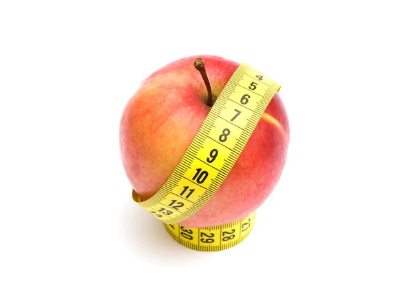 Manzana roja y cinta métrica — Foto de Stock