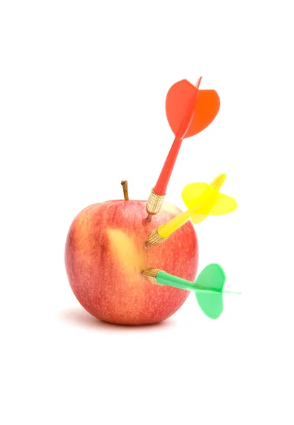 苹果与三个飞镖 — 图库照片