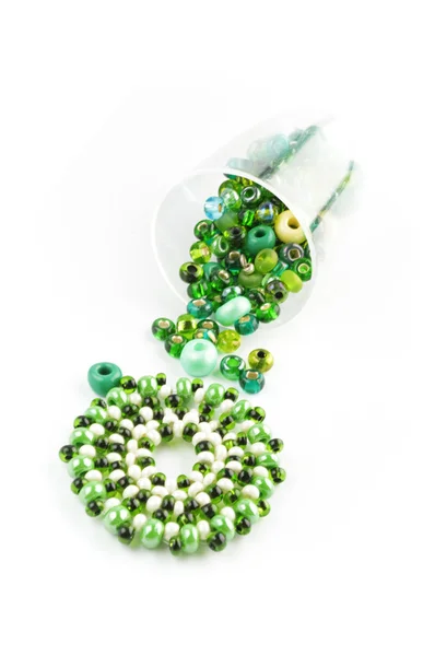 Green glass beads — Stock Photo, Image