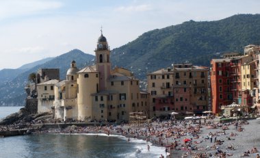 Camogli şehir görünümü, liguria, İtalya